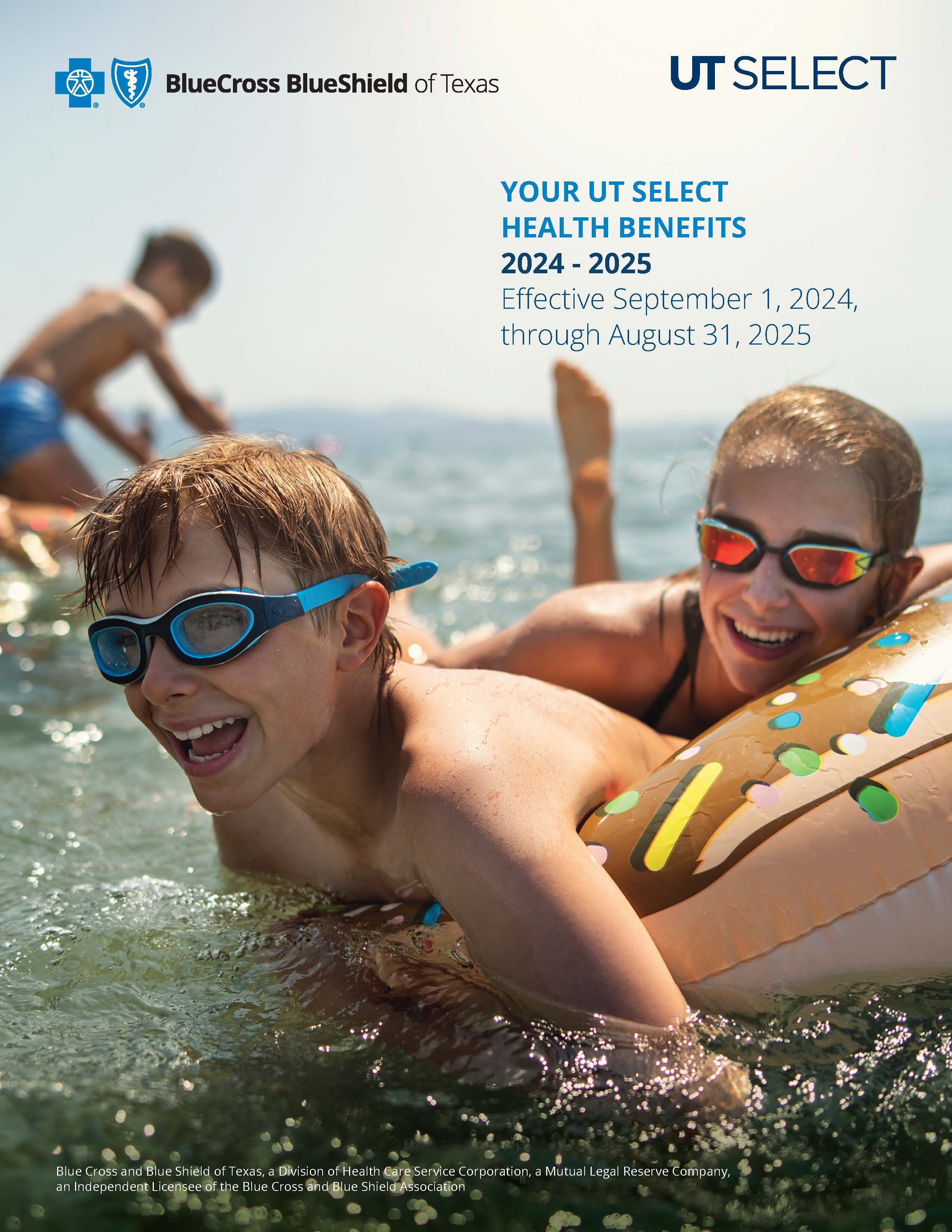 UT SELECT Benefits Plan Guide cover with family swimming