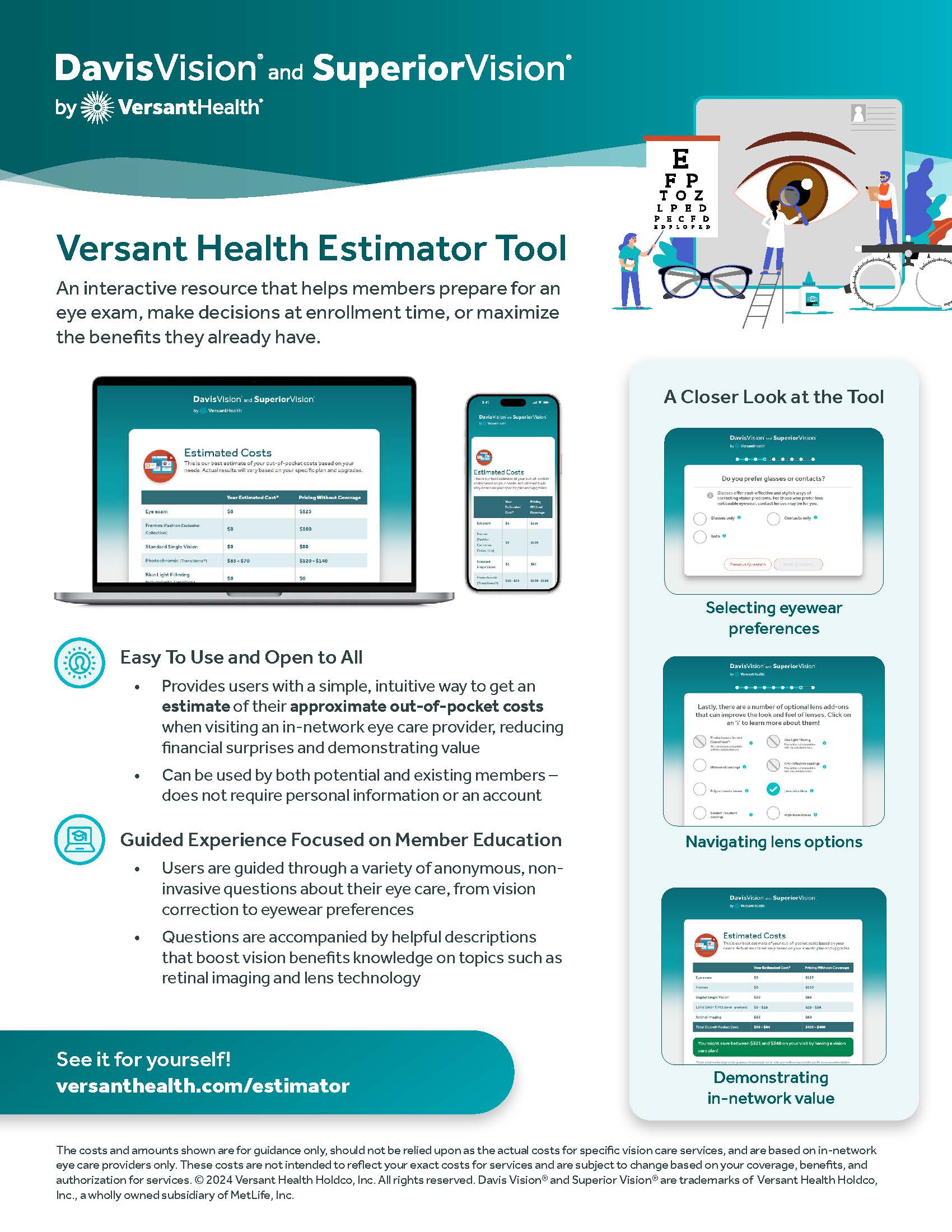 Superior Vision Care Cost Estimator Tool flyer