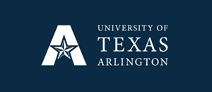 UT Arlington logo over a dark blue background