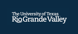 UT Rio Grande Valley logo over a dark blue background