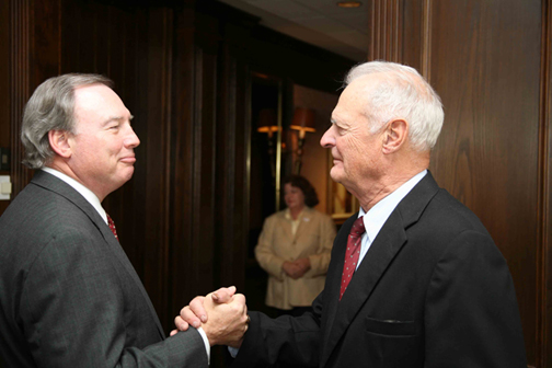 Former Regent Tom Loeffler (left) and former Regent Louis A. Beecherl, Jr. at a November 8, 2005 special event