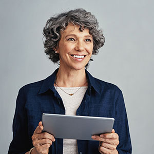 woman using tablet