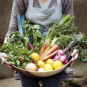 image of a person holding a basket of vegitables