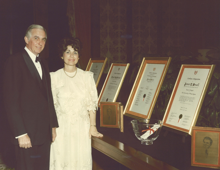Mr. and Mrs. Powell at a Retiring Regents' Event, January 19, 1985
