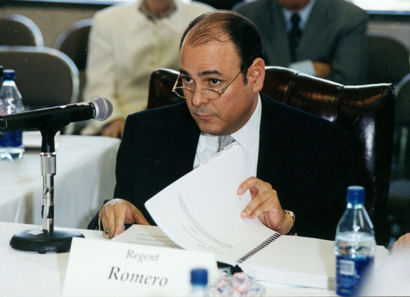Regent Romero at a Board Meeting on September 16, 1999