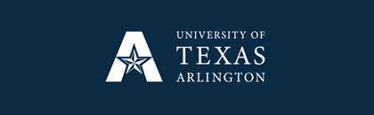 UT Arlington logo over a dark blue background
