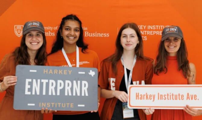 Enterprising students at UT's Harkey Institute for Entrepreneurial Studies at the McCombs School of Business